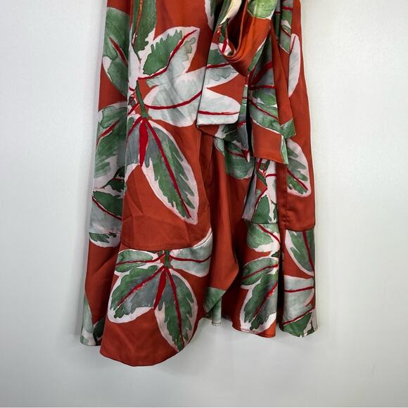 Hutch Britton Satin Mini Wrap dress orange multicolor - S - Picture 7 of 13